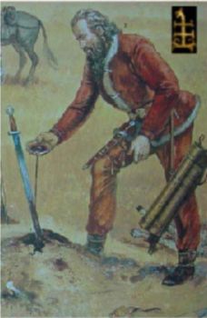 En asiatisk kriger fra meget gamle dage dyrker sværdet - fra forside Flemming Rickfors - www.virasir.dk