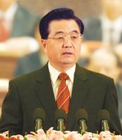 Premierminister Hu Jin Tao taler et meget tydeligt mandarin kinesisk